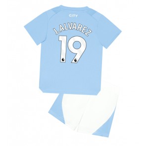 Manchester City Julian Alvarez #19 Koszulka Podstawowych Dziecięca 2023-24 Krótki Rękaw (+ Krótkie spodenki)
